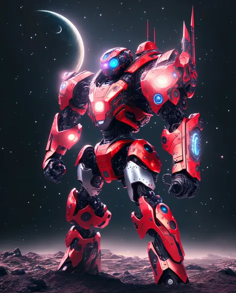 masterpiece, best quality, masterpiece,best quality,official art,extremely detailed CG unity 8k wallpaper, night, moon, <lora:itrobo2022Highly_12Lora:1>robot,artbook, game_cg, red eyes, fighting_stance,nikon D850