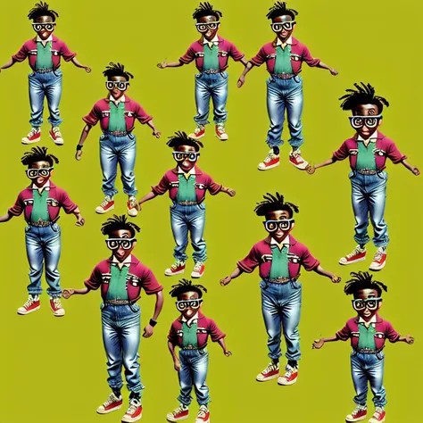 <lora:Everly_Heights_Character_Maker_1.5:1> 4view, Steve Urkel nerd with glasses and suspenders