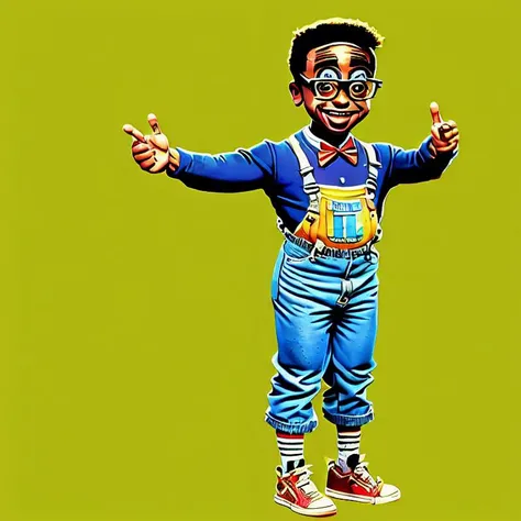 <lora:Everly_Heights_Character_Maker_1.5:1> t-pose, Steve Urkel nerd with glasses and suspenders