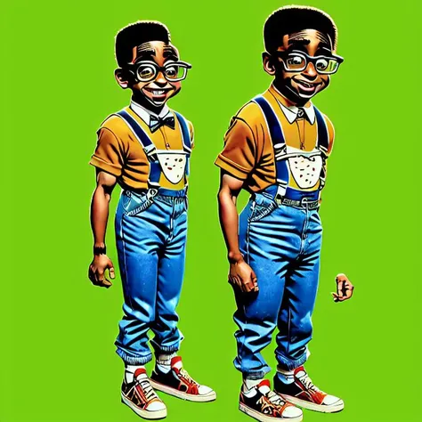<lora:Everly_Heights_Character_Maker_1.5:1> Side profile, Steve Urkel nerd with glasses and suspenders