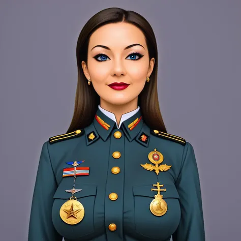 rating_sfw, IRL, score_9_authority, dominant woman, sharp (eyes:1.15) exuding control, military uniform (uniform:1.1) adorned with medals, standing in an office filled with historical artifacts, embodying leadership and determination, poised expression.
