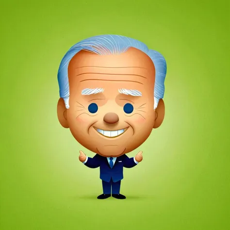 cartoon portrait of joe biden, american flag, cute chibi, full character, smile, detailed facial features, simple Chartreuse color gradient background, medium contrast, complementary colors   <lora:Jerrod_Maruyama_XL_V11.1:0.95>