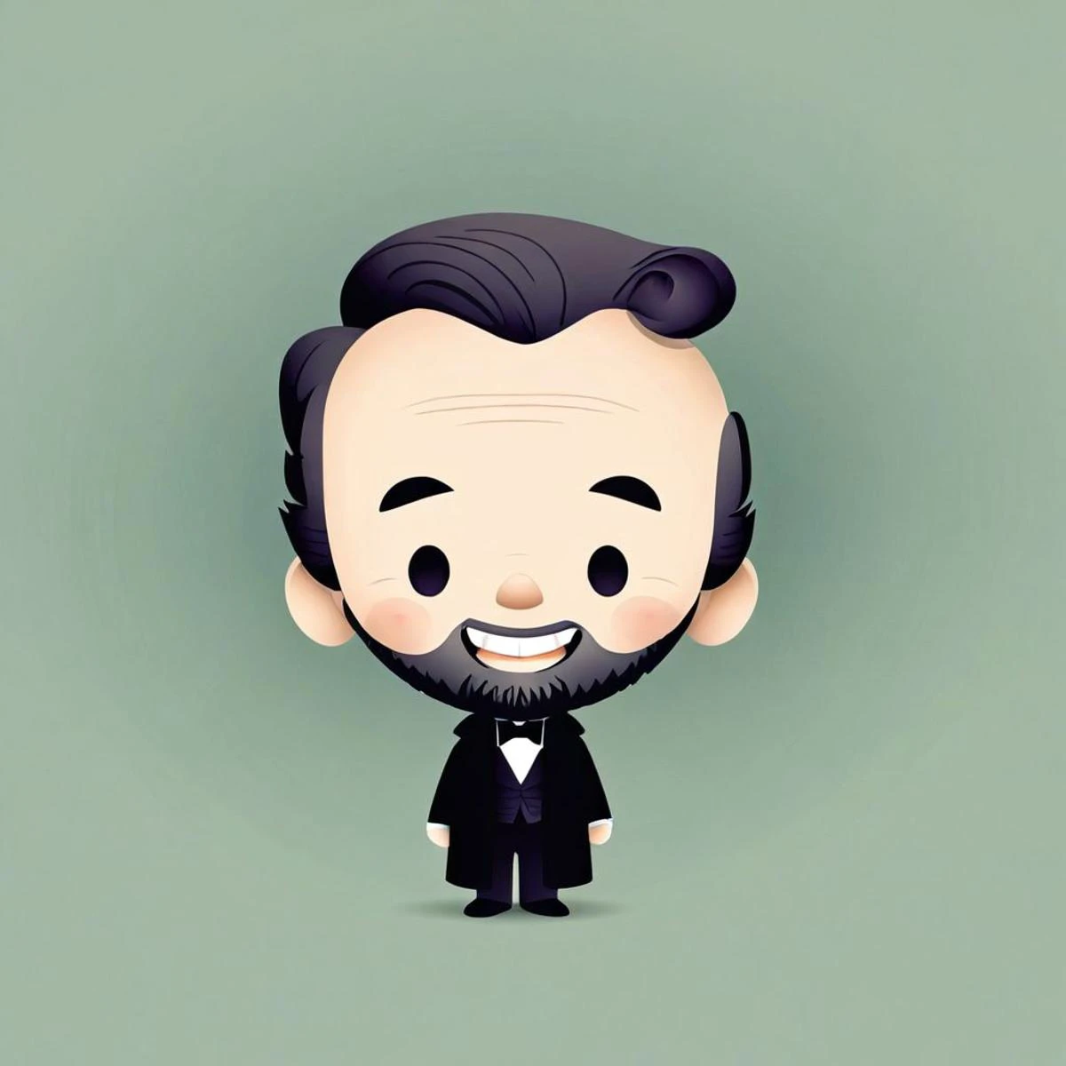 cartoon portrait of Abraham Lincoln in jmawx style, cute chibi, simple gradient background, full character, smile, detailed facial features   <lora:Jerrod_Maruyama_Style_XL_V4.2-000011:0.9>