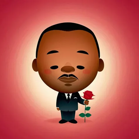 cartoon portrait of Martin Luther King Jr. in (jmawx:1.2) style,  cute chibi, full character, smile, detailed facial features, Rose color gradient background, medium contrast, complementary colors   <lora:Jerrod_Maruyama_XL_V11.1:0.85>