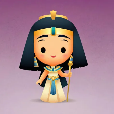 cartoon portrait of Cleopatra (Queen of Egypt) in (jmawx:1.5) style, cute chibi, simple gradient background, full character, smile, detailed facial features   <lora:Jerrod_Maruyama_Style_XL_V4.2-000011:0.9>