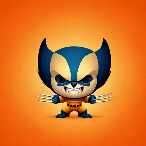 cartoon portrait of Wolverine in jmawx style,  hero pose, cute chibi, full character, smile, detailed facial features, simple Orange color gradient background, medium contrast, complementary colors   <lora:Jerrod_Maruyama_XL_V11.1:0.95>