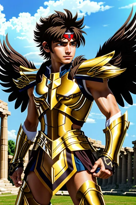 <lora:xxseiyapegasus_v1:0.7> xxseiyapegasusxx
masterpiece, highly detailed photorealistic 8k raw photo, best cinematic quality, volumetric lighting and shadows
short brown hair man in xxsaintclothxx armor, spiked hair, brown eyes, headwear, helmet, fingerless gloves, red outfit under the armor, fighting stance, symmetrical dual metal wings
Greek temple ruins background