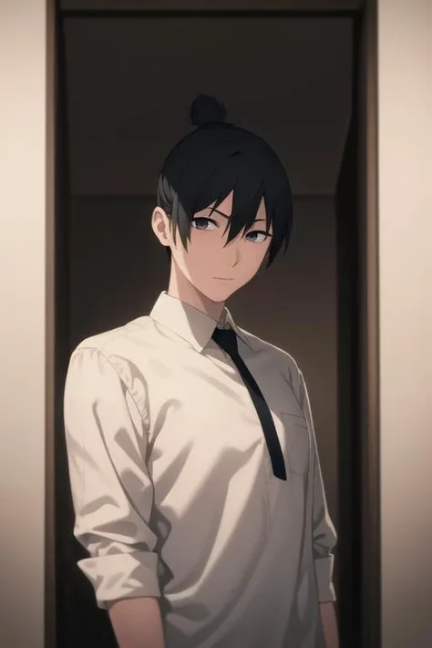 masterpiece, best quality, high quality, 1boy, solo, male focus, looking at viewer, upper body, <lora:hayakawa_aki:0.70>, hayakawa_aki, topknot,