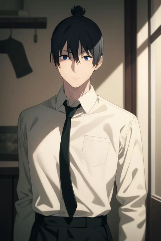 masterpiece, best quality, high quality, 1boy, solo, male focus, looking at viewer, upper body, <lora:hayakawa_aki:0.70>, hayakawa_aki, topknot, <lora:animemix_v3_offset:0.25>