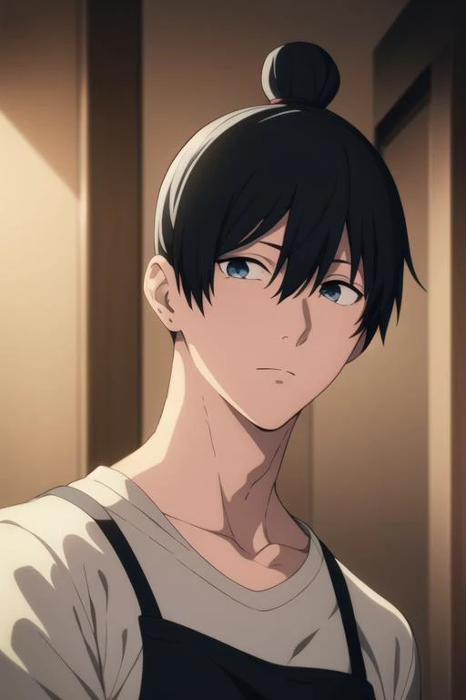 masterpiece, best quality, high quality, 1boy, solo, male focus, looking at viewer, upper body, <lora:hayakawa_aki:0.70>, hayakawa_aki, topknot, <lora:animemix_v3_offset:0.25>