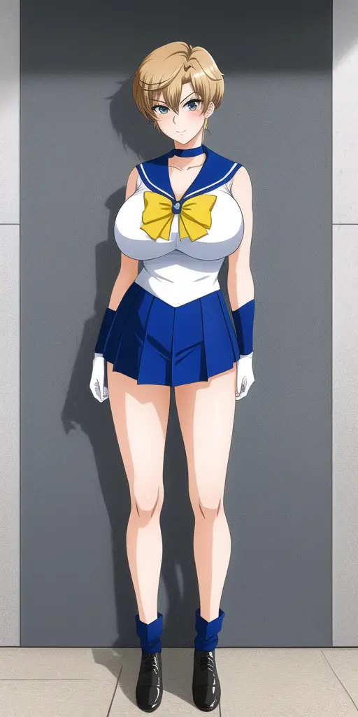 masterpiece, best_quality, highres, <lora:HaruMichi:0.45>, TenouHaruka, big_breasts, UranusSailorCollar, UranusSenshiUniform, UranusBow, UranusChoker, UranusTiara, UranusSenshiCollar, UranusGloves, UranusSkirt, Uranus_shoes, UranusShoes, UranusBackbow, 1girl, solo, standing
