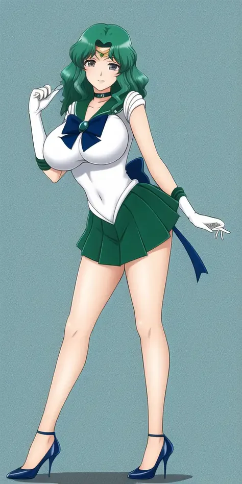 <lora:HaruMichi:0.45>, KaiouMichiru, big_breasts, NeptuneSailorCollar, NeptuneChoker, NeptuneGloves, NeptuneSkirt, NeptuneSenshiUniform, NeptuneTiara, NeptuneBow, NeptuneHighHeels, NeptuneBackBow, 1girl, solo