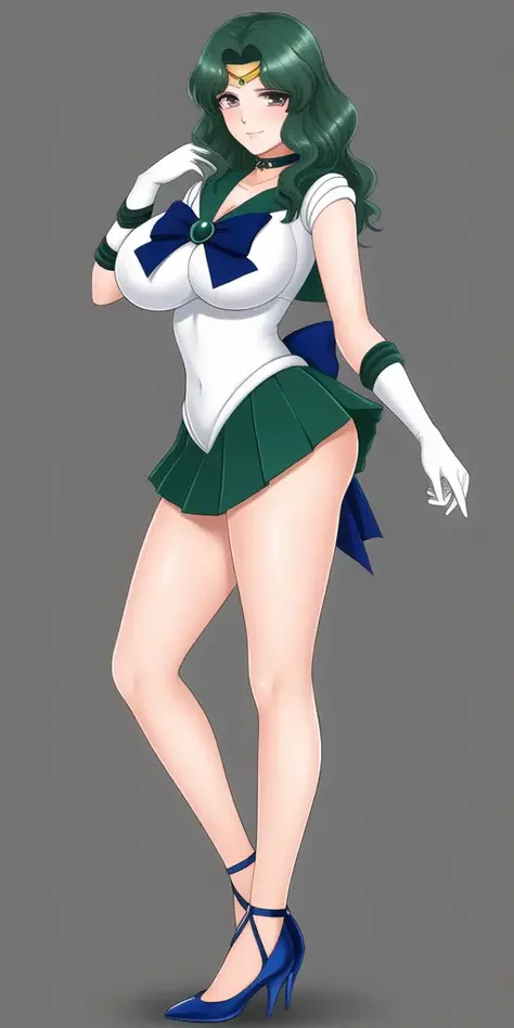 masterpiece, best_quality, highres, <lora:HaruMichi:0.45>, KaiouMichiru, big_breasts, NeptuneSailorCollar, NeptuneChoker, NeptuneGloves, NeptuneSkirt, NeptuneSenshiUniform, NeptuneTiara, NeptuneBow, NeptuneHighHeels, NeptuneBackBow, 1girl, solo, standing