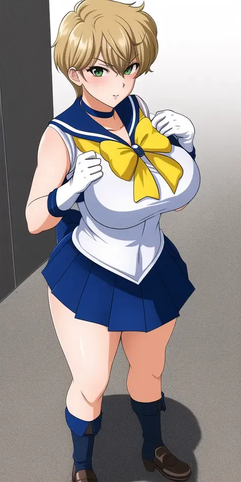 masterpiece, best_quality, highres, <lora:HaruMichi:0.45>, TenouHaruka, big_breasts, UranusSailorCollar, UranusSenshiUniform, UranusBow, UranusChoker, UranusTiara, UranusSenshiCollar, UranusGloves, UranusSkirt, Uranus_shoes, UranusShoes, UranusBackbow, 1girl, solo, standing