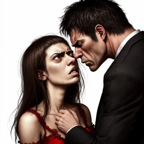 pained man, disgusted woman