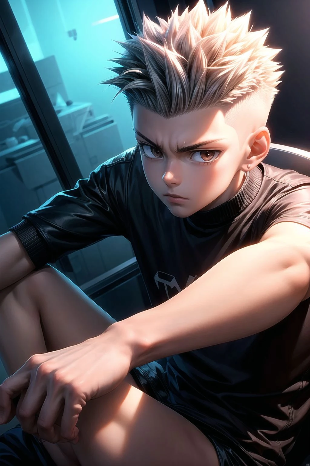 official art, unity 8k wallpaper, ultra detailed, beautiful and aesthetic, masterpiece, best quality, extremely detailed,
1boy, short spiked hair, crew cut hair,
<lora:add_detail:1.5>
<lora:epiNoiseoffset_v2Pynoise:3>