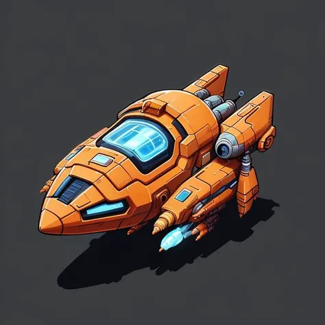 cute orange spaceship, tail fins<lora:CuteSpaceship:1>