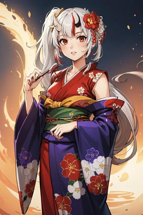(masterpiece, best quality),  intricate details, 8k, artstation, wallpaper, official art, splash art, sharp focus,
1girl,  <lora:CHAR-NakiriAyame_v2:0.8>  Nakiri Ayame, long hair, side ponytail, AyameNewYears, red kimono, floral print, hair flower, sash, wide sleeves,