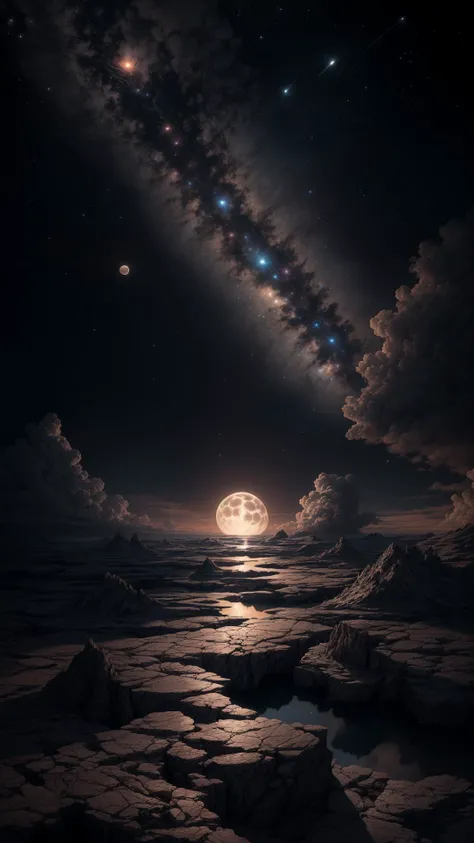 hyperrealistic, nursery of moons, a lot of moons emerging from cracks with lava, the moons have different sizes, (masterpiece:1.4), (photorealistic:1.5), 8K resolution, (extremely intricate:1.4), (exquisitely detailed:1.2), (dimmer lighting:1.2), , <lora:add_detail:1> , visible milkyway on sky <lora:GlowShine:1>, space art