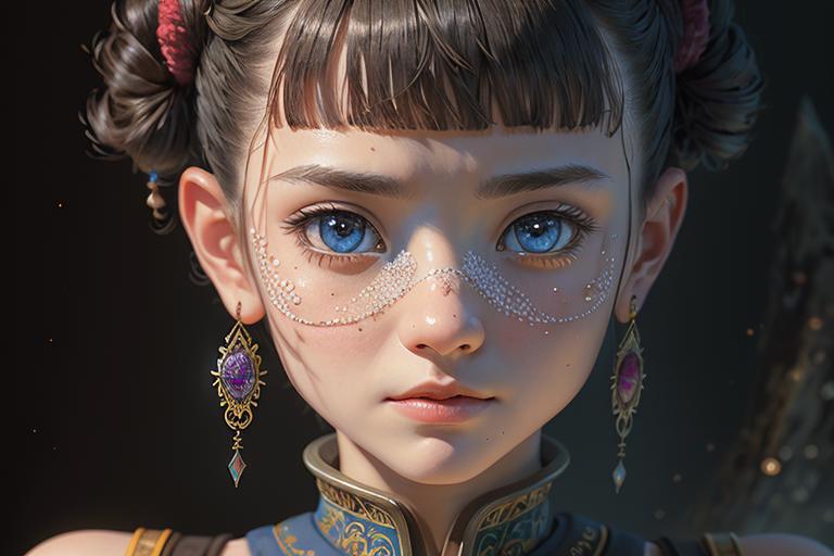 A close up of a woman with blue eyes and a hairdo - SeaArt AI