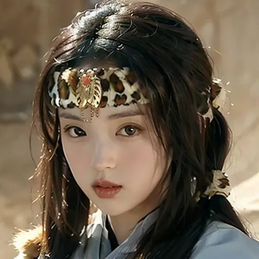 <lora:yaner:0.9>,1girl,solo,black hair,long hair,lips,Gold pendant,Leopard print headdress,realistic,looking at viewer,hair ornament,portrait,upper body,pigtails,, (masterpiece:1.2), best quality, highres,extremely detailed CG,perfect lighting,8k wallpaper,photograph, photorealistic,