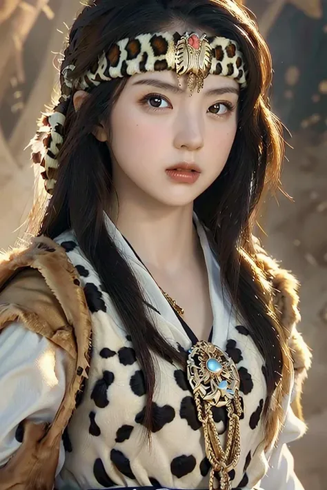best quality,masterpiece,ultra high res,1girl,<lora:yaner:0.8>,leopard print headdress,looking at viewer,gold pendant,nvshenlong,Ancient Chinese costume,, (masterpiece:1.2), best quality, highres,extremely detailed CG,perfect lighting,8k wallpaper,photograph, photorealistic,, best quality , masterpiece, illustration, an extremely delicate and beautiful, extremely detailed ,CG,unity,8k wallpaper, Amazing, finely detail, masterpiece, best quality,official art,extremely detailed CG unity 8k wallpaper,absurdres, incredibly absurdres, huge filesize , ultra-detailed, highres, extremely detailed,beautiful detailed girl, extremely detailed eyes and face, beautiful detailed eyes,light on face,