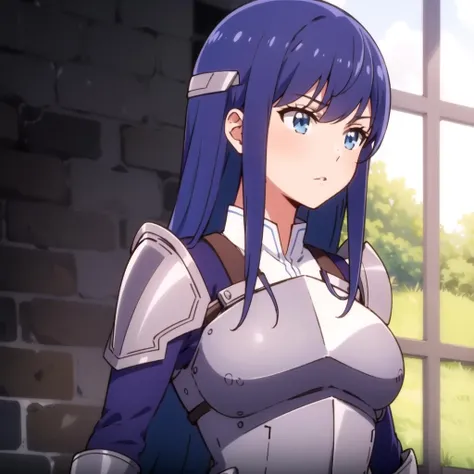POV Fuselage Grab, ((SEX)), Lying, 1girl in, moaning, (is crying), (Spread legs), Arms behind your head,(((penis: into pussy: blood stained))), ((Broken Paladin Armor)), (Female knight:1.3),(s Armor:1.3), (blue hair), (bobhair), (bob head), (straight hair), (blue eyes), (large full breasts:1.3),(thighs thighs thighs thighs:1.1), Large breasts, (round breast),