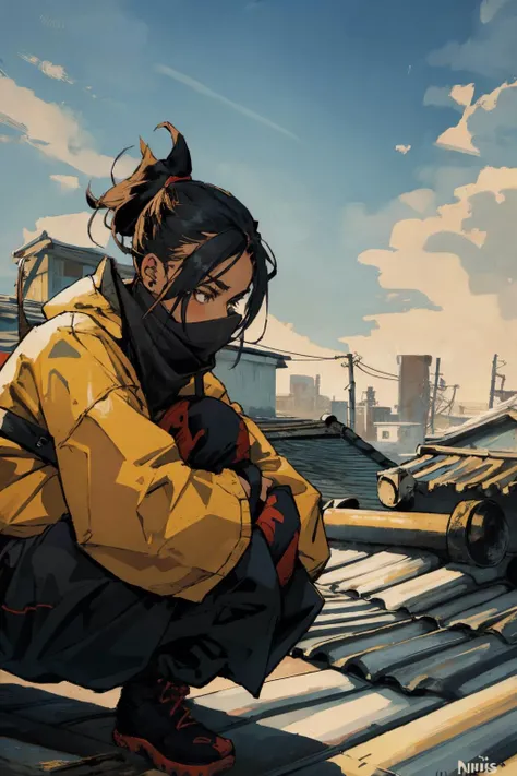 1girl
crouching on the roof
Russ Mills
ninja
pants
( masterpiece ) (best quality)