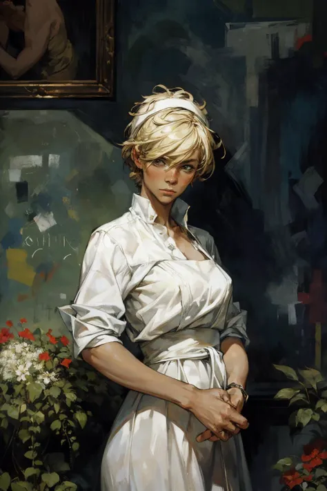 Masterpiece, best quality,
1 blonde woman,white dress,garden
(photo by Andre Kohn, Jean-Michel Basquiat)
<lora:add_detail:1>