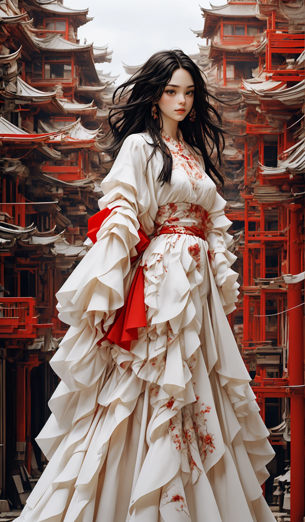 (dramatic, gritty, intense:1.4),masterpiece, best quality, 32k, insane details, intricate details, hyperdetailed, hyper quality, high detail, ultra detailed, Masterpiece, elaborate Hanfu(red Hanfu:1.4)(Chinese architecture:1.5)red
smokefog
<lora:~Q?-[lIg
:0.9>