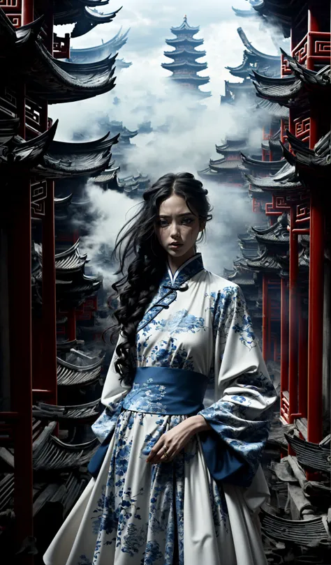 (dramatic, gritty, intense:1.4),masterpiece, best quality, 32k, insane details, intricate details, hyperdetailed, hyper quality, high detail, ultra detailed, Masterpiece, elaborate Hanfu(White green Hanfu:1.3)(Chinese architecture:1.5)White green upper body
1 girls, smokefog
<lora:~Q?-[lIg
:0.9>
