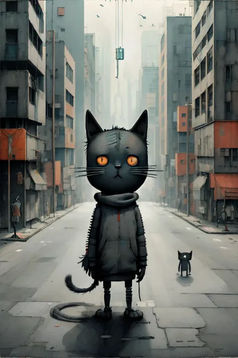 <lora:childrenspicturebook:1.0>, tonghuazhen, no humans, cat, cyberpunk, <clip:skip:2>, masterpiece, 8k, high resolution, shallow depth of field, sharp focus