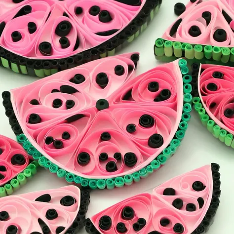 paperart, solo, simple background, fork, white background,watermelon <lora:paperart:1>
