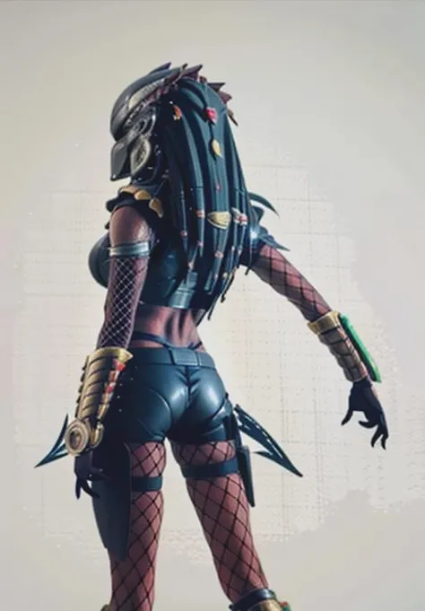 <lora:FemPredator:0.8>, FemPredator, from behind, looking back