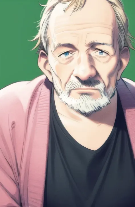 <lyco:naoki-08:1> 1boy blue eyes, blonde hair, green eyes, simple background, upper body, ugly, old man, beard,