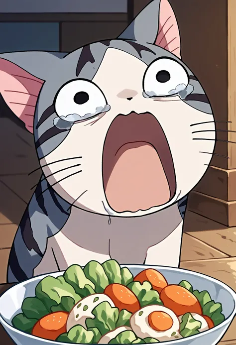 score_9, score_8_up, score_7_up, source_anime,
BREAK
indoors,
BREAK
ChiYamada, cat, black eyes, no humans, aquascreaming, screaming, open mouth, crying with eyes open,
BREAK
empty bowl, salad, vegetable,
<lora:ChamChiYamadaPonyXL:0.95> <lora:concept_aquascreaming_ponyXL:0.8>