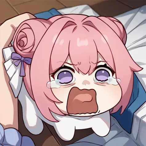 score_9, score_8_up, score_7_up, source_anime, doro, creature, :3, chibi, aquascreaming, screaming, open mouth, crying with eyes open, pink hair, purple eyes, hair bun, hair bow, no humans, white skin, four legs <lora:concept_aquascreaming_ponyXL:1> <lora:Doro_X_PDXL_V1:1>