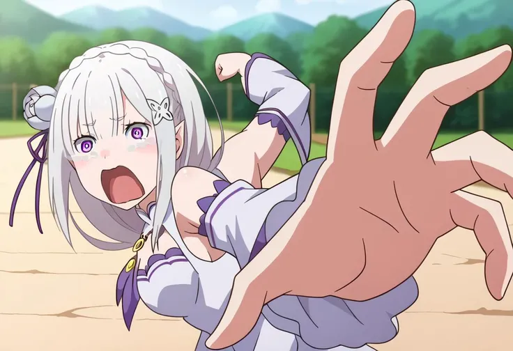 NSFW,(((1girl,1boy,fellatio))),looking at viewer,Hakuren,grey hair, short hair, braid, purple eyes,detailed eyes,growing eyes,detailed skin,detailed face,
white dress, collar, bare shoulders, elbow gloves, medium breasts, purple gloves,
smile, masterpiece ,8k unity wallpaper,anime key visual,highest quality, High resolution, unity 8k wallpaper, (shape:0.8),anime coloring,highly detailed face, shiny skin,fine skin,white skin,dense skin,detailed hair,highly detailed legs,perfect lighting, Detailed CG, (perfect hands, perfect anatomy),High resolution,(Detailed wear ),slender limbs, delicate curves, dainty hands,figure:0.8,white lace panties,