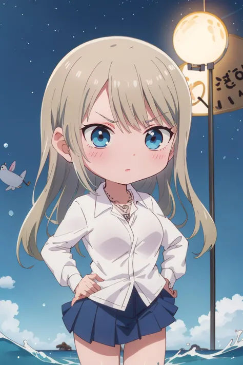 ((masterpiece)), (best quality), official art, pixel-perfect, detail-perfect,
1girl, lily someya, school uniform, white shirt, necklace, barefoot, Size DD breasts,
anger, cowboy shot,
ocean, night, (chibi:1.3),
<lora:lily-jknomuda:0.7>