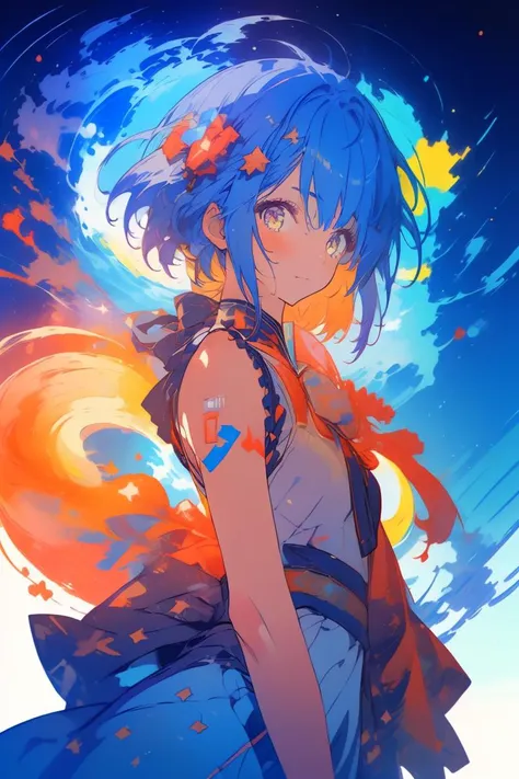 (Groundbreaking Digital Artwork:1.3) of (Sketch:1.3),(Evil:1.3) A photo of a girl, <lora:xianglingGenshinImpact_xianglingGenshinImpact:0.8> xiangling \(genshin impact\) blue hair, pigtails,CGSociety,ArtStation,(Polychromatic:1.3), shiny, shiny hair, shiny skin, shiny clothes