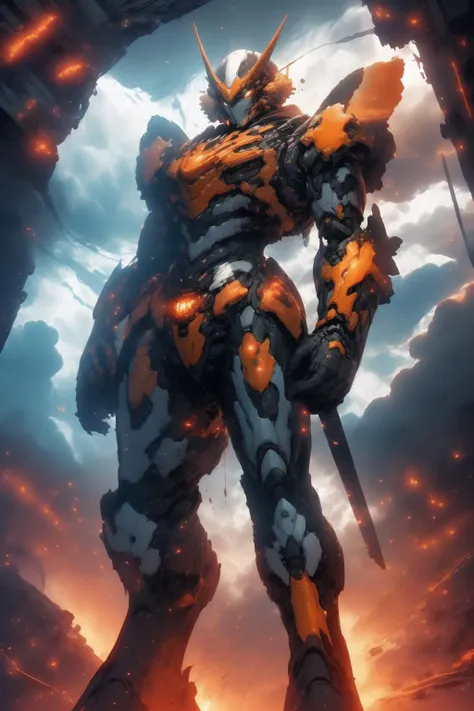 (Hidden Photo:1.3) of (Visual novel:1.3) <lora:Mecha warrior Mecha_20230621092507:0.85> Mecha warrior, Mecha, glow, glowing, clouds, colorful,Highly Detailed,(Kodak Portra:1.3)