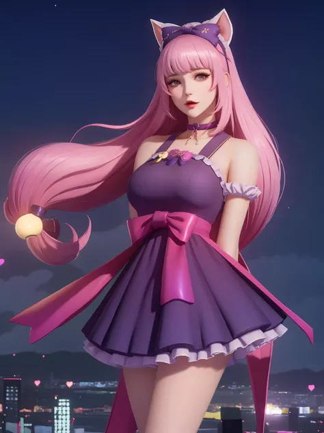 <lora:WZRYdaqiaoMGRJ_20230811164801:0.75>,WZRYdaqiaoMGRJ,1girl, mature female, looking at viewer, cityscape, night, bell,bow,dress,choker, arms behind back,