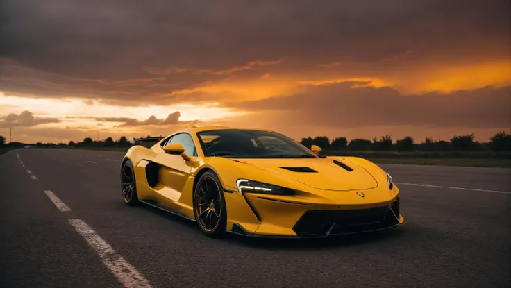 a neon yellow sports car,dramatic orange overcast sky,dramatic light,8k cinematic,
<lora:Landscapes-v1.1:0.8>,