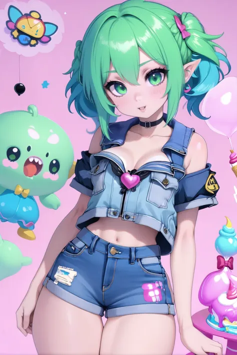 1girl, woman, pastel goth sweet girl, cute, cameltoe, [:seductive costume design,:0.2], punk hair, blue hair, French Roll, torn denim shorts, bombshell hair, crimson hair with blue-green highlights, long bombshell hair, average figure, caucasian<lora:EnvyCuteSliderXL01a:1.75>