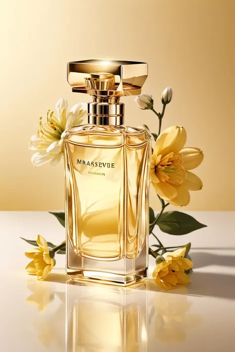 (Masterpiece, best quality:1.2), perfume, yellow flower, simple background <lora:product_design_v3:0.7>
