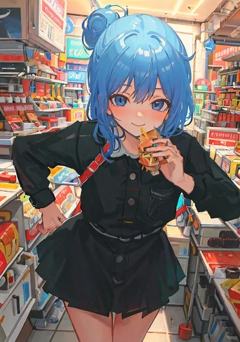 (Urachan:1), 1girl, looking at viewer, cute face, smile, blue hair, black eyes, dress, eating a burger, holding a burger, food,
(dynamic pose:1), (dynamic angle:1), (cowboy shot:1),
(masterpiece:1.2), (best quality, highest quality), (ultra detailed), (8k, 4k, intricate), flat color,
<lora:Uruchan_style-20:0.85>