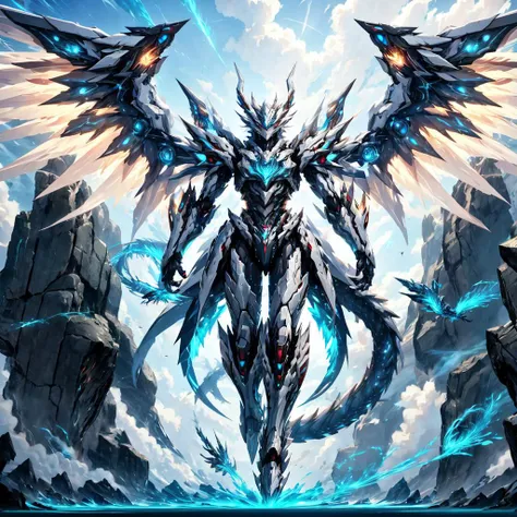 ((best quality)), absurdres, ((ultra high res)), mecha with wings, dragon mecha, white mecha, large wings, dramatic lighting, extremely detailed, <lora:mecha:0.65>