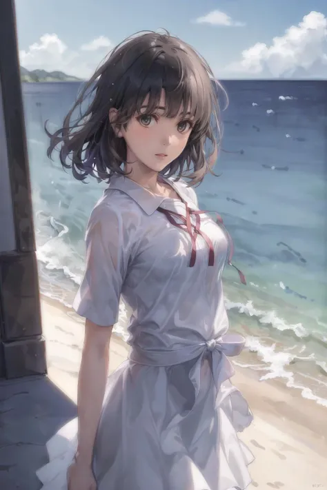 (masterpiece, realistic:1.4),(extremely intricate:1.2)>,close shot,portrait,(from front:1.3),191971 dress,backless dress,(long dress:1.2),very long hair,breasts,bare shoulders,sky,ocean,water,looking at viewer,italian,wind,cloud,sunlight,outdoor,1girl,solo,BREAK cinematic light,ultra high res,8k uhd,film grain,perfect anatomy,exquisitely detailed skin,best shadow,delicate,RAW,highres,(short hair:1.2),looking at viewer,(front:1.5),