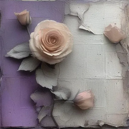 <lora:artfullyparched-v1-000014:1>,
old paper,a shaky old book with roses on it,aerial view,carved books,cracked,distressed edges,dreamy and romantic compositions,fine lines,in the style of broad palette knife marks,in the style of pale palette,in the style of rustic texture,letterboxing,organic sculpting,raw versus finished,rectangular fields,torn,whitewashed narratives,tarot art with flower carvings,apocalypse art,concept art,detailed rendering,dramatic,embossed paper,installation creator,light silver and light purple,light gray and magenta,neo-concrete art,this piece of art looks like a painted face,book art installations,dark white and light violet,daydreampunk,detailed textures,text-based mixed media,layered stencil work,in the style of floral surrealism,<lora:ArtfullyHeadshot:0.8>,<lora:ArtfullyAlien.hs:1>,