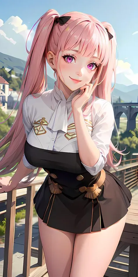 masterpiece, best quality, ((pink eyes)), (seductive expression)